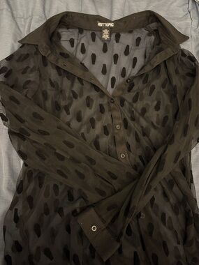 Hot Topic Black Sheer Velvet Teardrop Shirt
